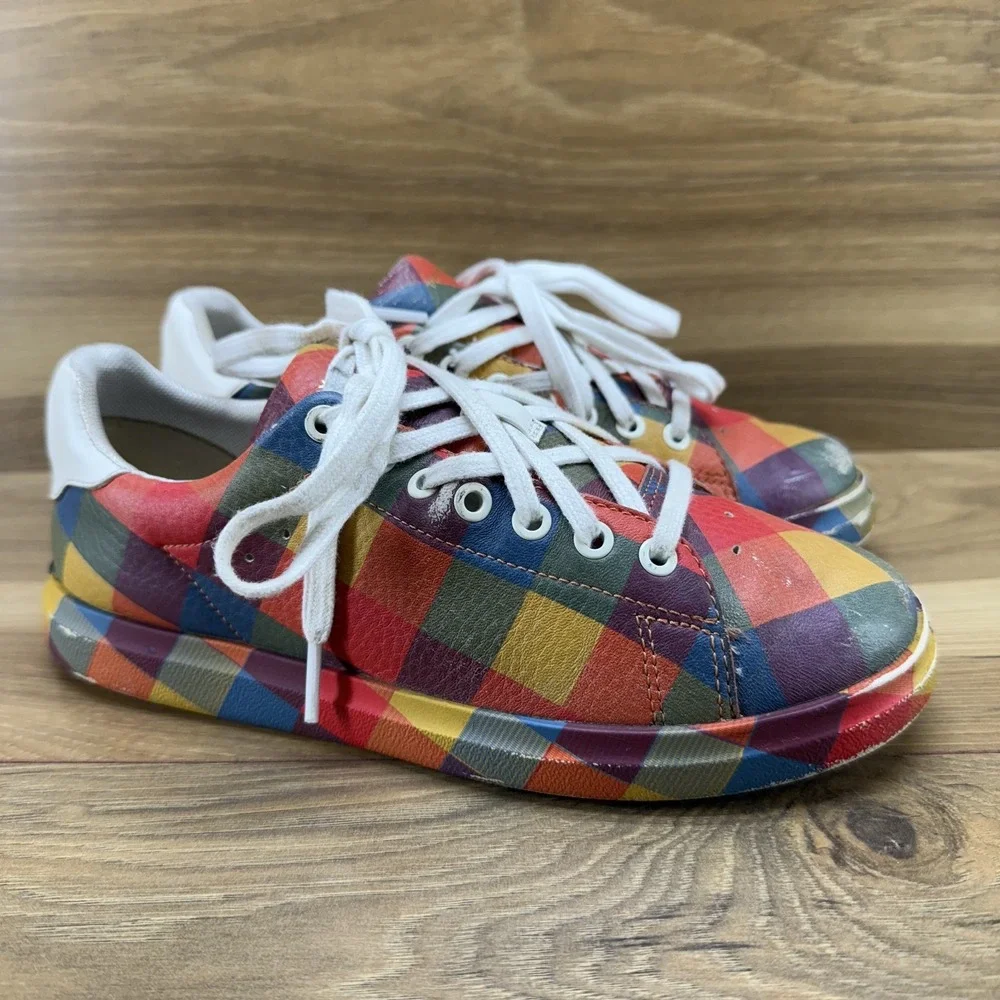 Tory Burch Howell Court Sneakers Womens 5 M Printed Leather Multi Low Top
